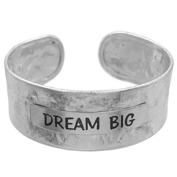 DREAM BIG Hammered Cuff Bracelet - Picture 1 of 2